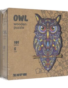 Деревянный пазл с двухслойной крышкой Сова, 101 деталь