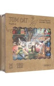 Деревянный пазл с двухслойной крышкой Кот Том, 180 деталей