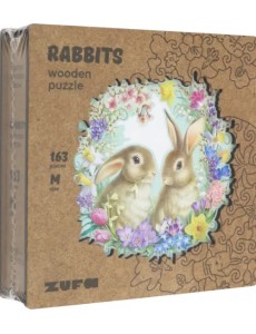 Деревянный пазл с двухслойной крышкой Кролики, 163 детали Деревянный пазл с двухслойной крышкой Кролики, 163 детали