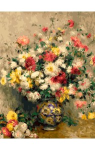 Живопись на холсте Ренуар. Ваза с хризантемами, 30х40 см