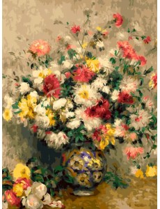 Живопись на холсте Ренуар. Ваза с хризантемами, 30х40 см