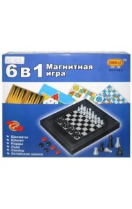 Магнитная игра 6 в 1. Шахматы, шашки, нарды, лудо, змейка, китайские шашки