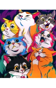Картина по номерам на холсте Яркие котики