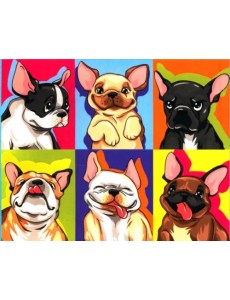 Картина по номерам на холсте Яркие бульдоги Картина по номерам на холсте Яркие бульдоги
