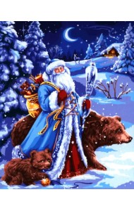 Картина по номерам на холсте с подрамником Дед Мороз