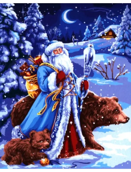 Картина по номерам на холсте с подрамником Дед Мороз