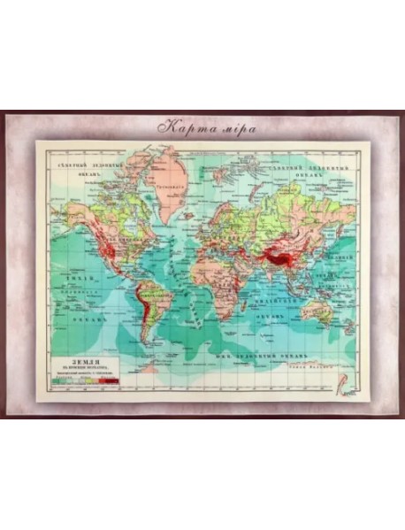 Карта-ретро Мира на 1904 год в картонном тубусе