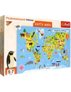 Пазлы развивающие Карта мира, 100 деталей