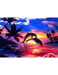 Картина по номерам на холсте с подрамником Игра дельфинов Картина по номерам на холсте с подрамником Игра дельфинов