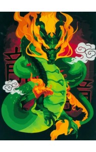 Картина по номерам с подрамником и гирляндой Японский дракон