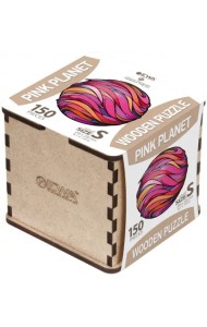 Деревянный фигурный пазл Розовая планета S