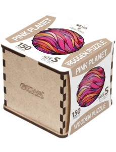 Деревянный фигурный пазл Розовая планета S