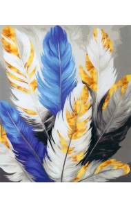 Картина по номерам с золотой краской Перья