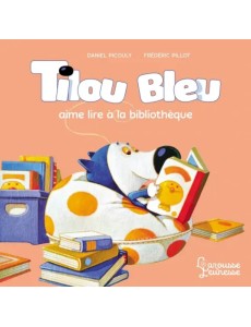 Tilou bleu aime lire a la bibliotheque