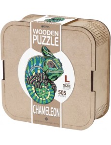 Деревянный, фигурный пазл Хамелеон L Деревянный, фигурный пазл Хамелеон L