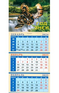 Календарь квартальный на магните на 2025 год Год змеи