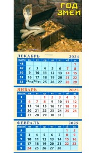 Календарь квартальный на магните на 2025 год Год змеи