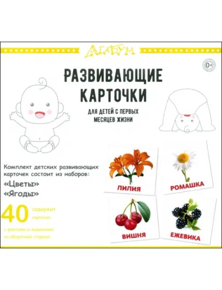 Цветы и ягоды, 40 карточек