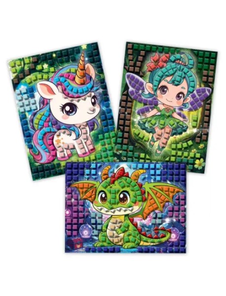 Разноцветная мозаика 3 в 1. Дракончик. Фея. Единорог