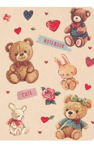 Милый блокнотик с сердечками (А6, 32 л., дизайнерская бумага, мишки)