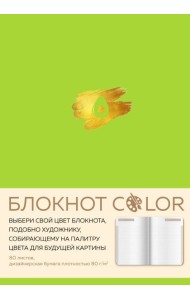 Блокнот Color (салатовый). Резинка, тиснение зол. фольгой, искусственная кожа, 80 л., А5