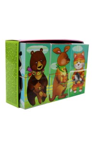 Умные кубики  в поддончике. 6 штук. Угадай, чья половинка