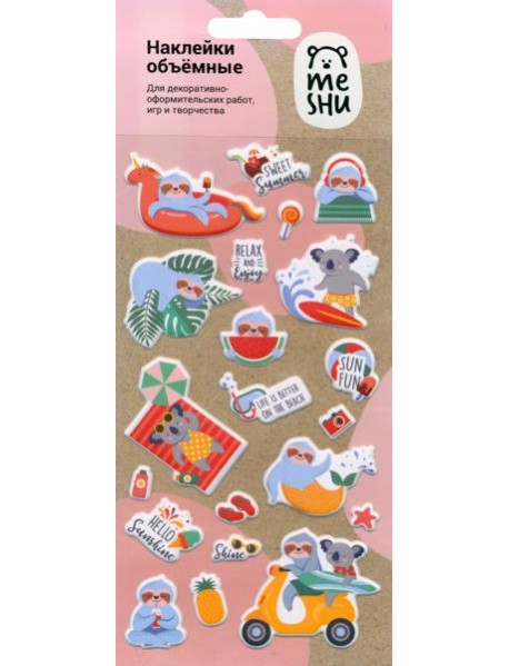 Наклейки объемные "Sloth style", 10*19см MH_33126