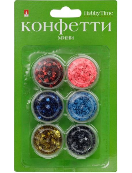 Мини-конфетти д/декора "Звездочки" 6цв, 2-419/05
