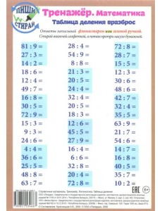 Математика. Таблица деления. Тренажер, А5