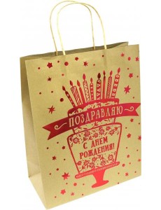 Пакет из крафт-бумаги 26х32.4х12.7 Торт 79261
