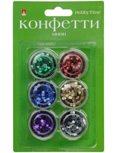 Мини-конфетти д/декора "Круглые" 6цв, 2-419/04