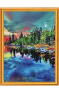 Картина 2 в 1 40х50 см ЗАКАТ НА ОЗЕРЕ M-11676