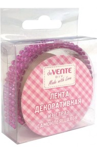 Клейкая лента 16мм СТРАЗЫ розовая 5м