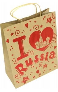 Пакет из крафт-бумаги 26х32.4х12 Люблю Россию79258