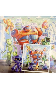 Пазл фигурный на подложке. 45 деталей. Роботы. 30х30,5 см. ГЕОДОМ