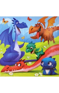 Пазл фигурный на подложке. 45 деталей. Дракончики. 30х30,5 см. ГЕОДОМ