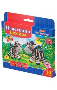 Пластилин воск. 10цв со стеком Заб.звер.,KPv_10260
