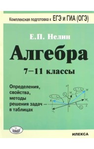 Алгебра. 7-11 классы. Определения, свойства, методики решения задач - в таблицах