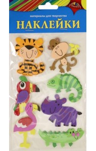 Наклейки из ЭВА Веселые зверята,ассорти С3476-12
