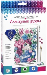 Алмазные узоры. Единорог в чашке. 10*15,06418