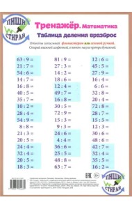 Математика. Таблица деления. Тренажёр, А4