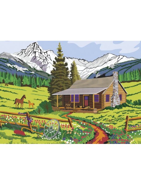 Картина по номерам А3 "ДОМИК В ГОРАХ" (661635)