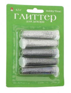 Глиттер для декора с дозат.4,5мл,5цв,№1,2-308/01
