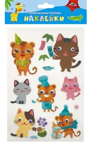 Наклейки с подвиж.глазками Весёлые котята,С3749-08