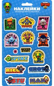 Наклейки объемные Леон, Скуик, Спайк,NA0013