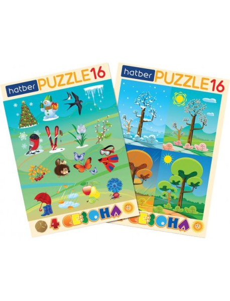 Hatber Puzzle-16 в рамке 2в1.Врем.года,ИнПР_29785