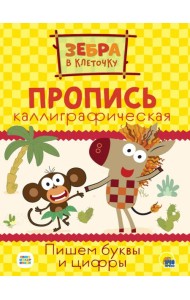 ЗЕБРА В КЛЕТОЧКУ. Каллиграфические прописи. ПИШЕМ БУКВЫ И ЦИФРЫ