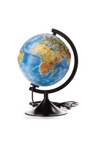 Глобен/Глобус Земли физический рельефный с подсветкой. Диаметр 210мм