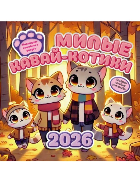 Милые кавай-котики. Календарь семейного досуга 2026