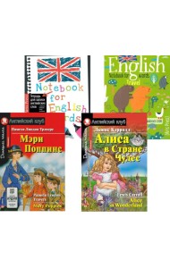 Мэри Поппинс. Алиса в Стране Чудес + Тетради для записи английских слов (комплект из 2-х книг + 2 тетради). Книги на англ. Языке